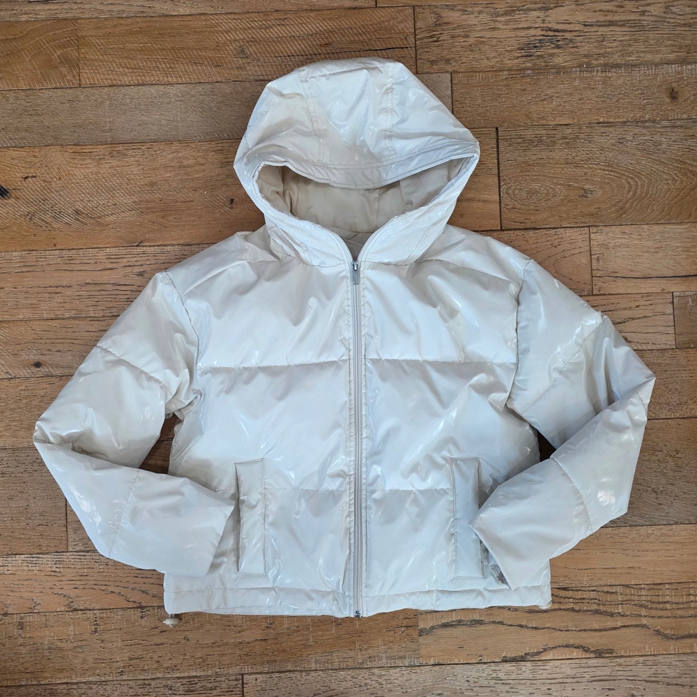 Hollister High Shine White Puffer Winter Jacket Coat